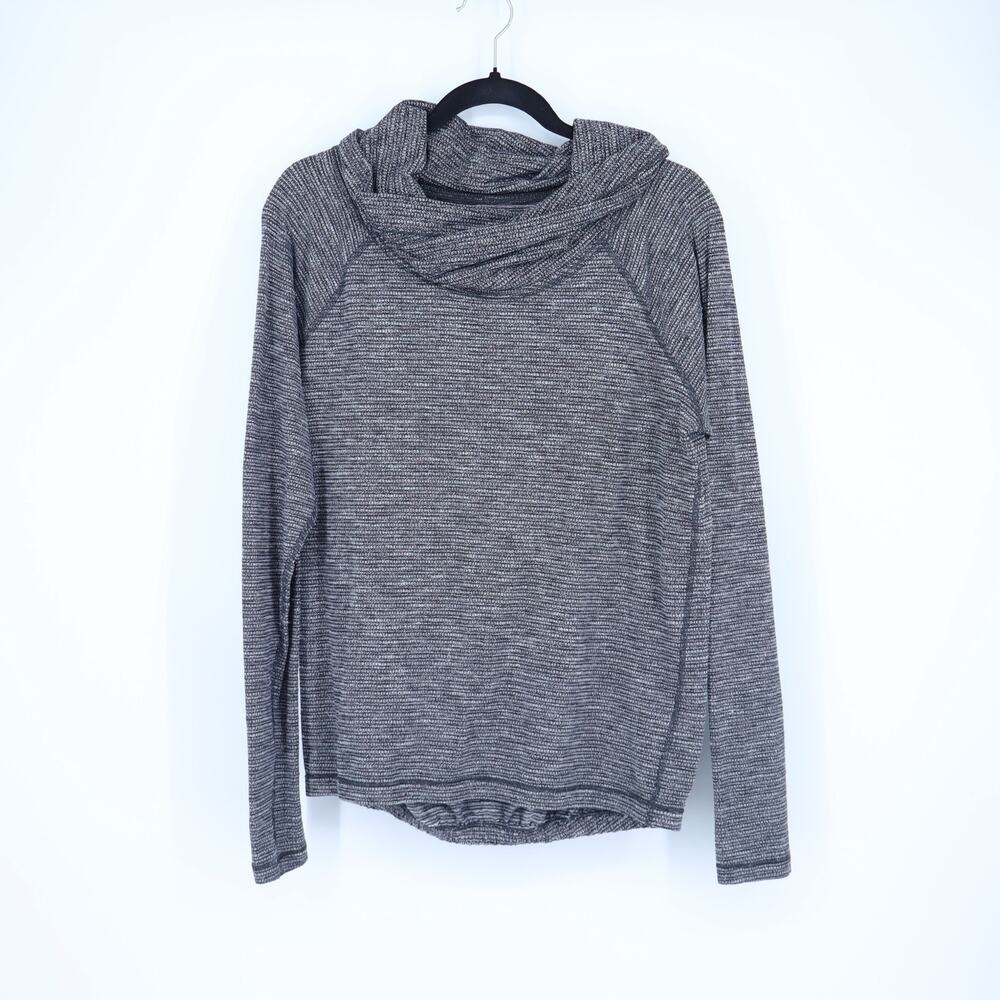 Lululemon Healthy Heart Hooded Pullover Coco Pique Black Knit Top Women's 10